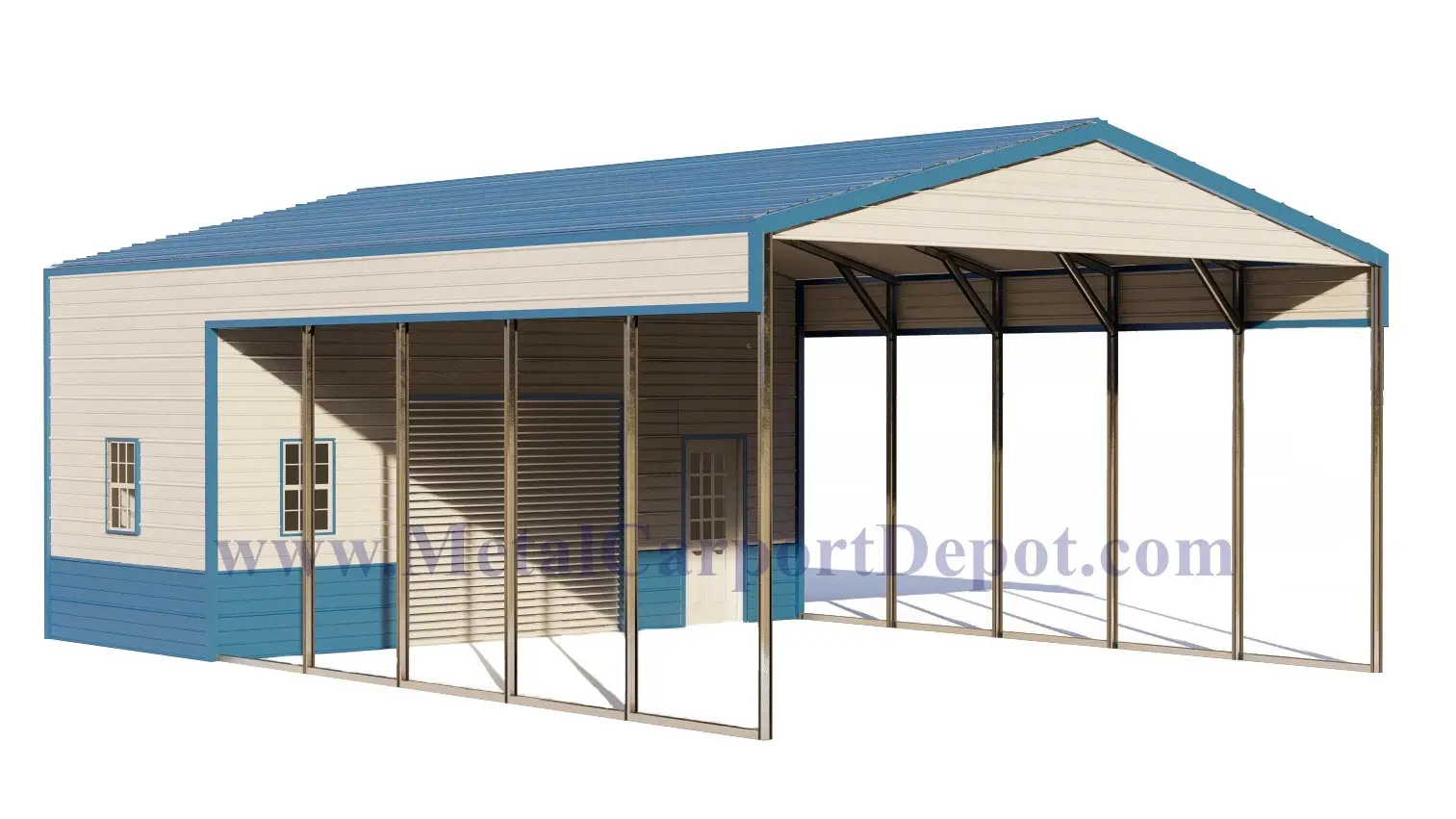 Vertical Roof Style Metal Carport Combo Unit Image